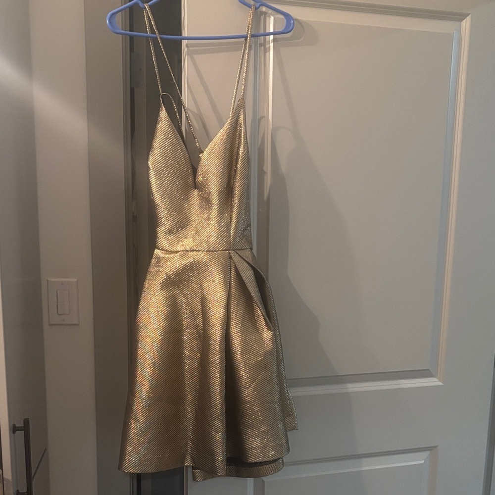 Fashion Nova Metallic Gold Mini Dress